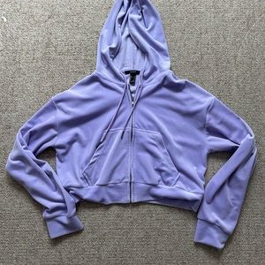 forever 21 velvet purple cropped zip up